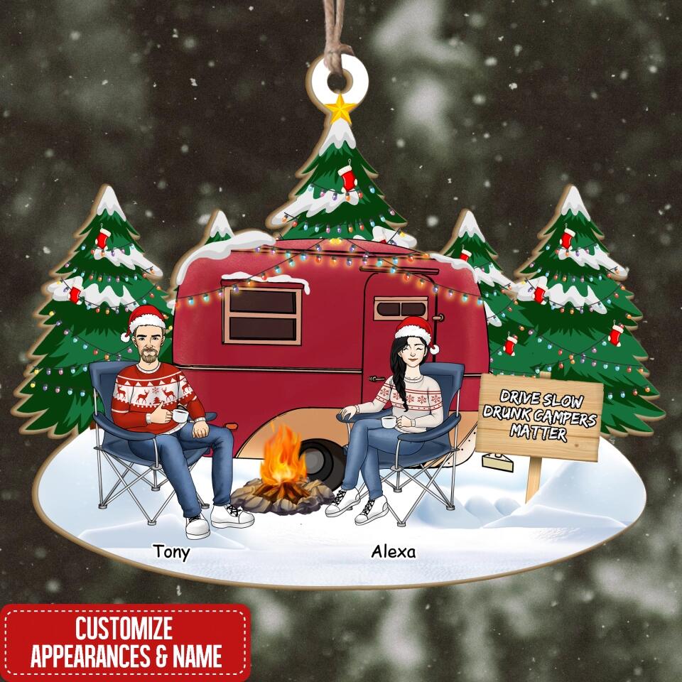 Personalized Camping Couple Christmas Ornament - Personalized Ornament, Gift For Camping Lover -  OCP333