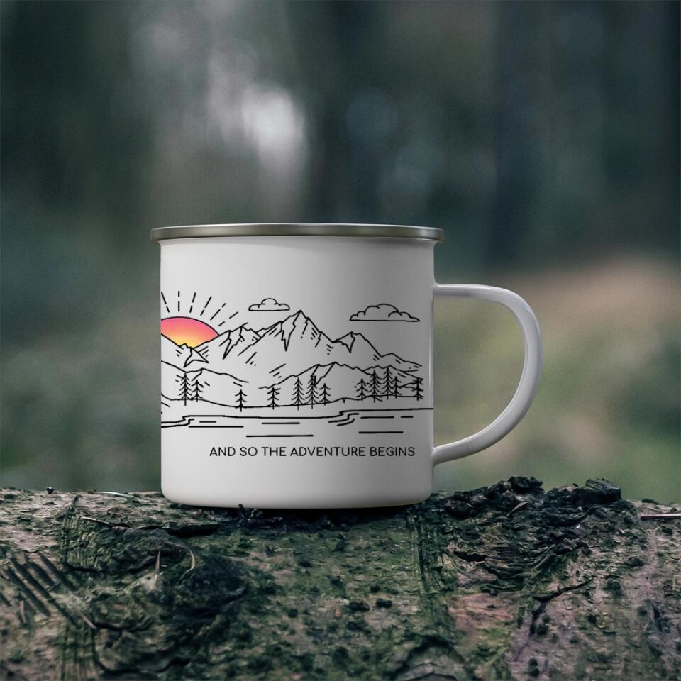 Backpacking Adventure Mug - Personalized Camping Mug, Engagement, Wedding, Anniversary Camping Gift
