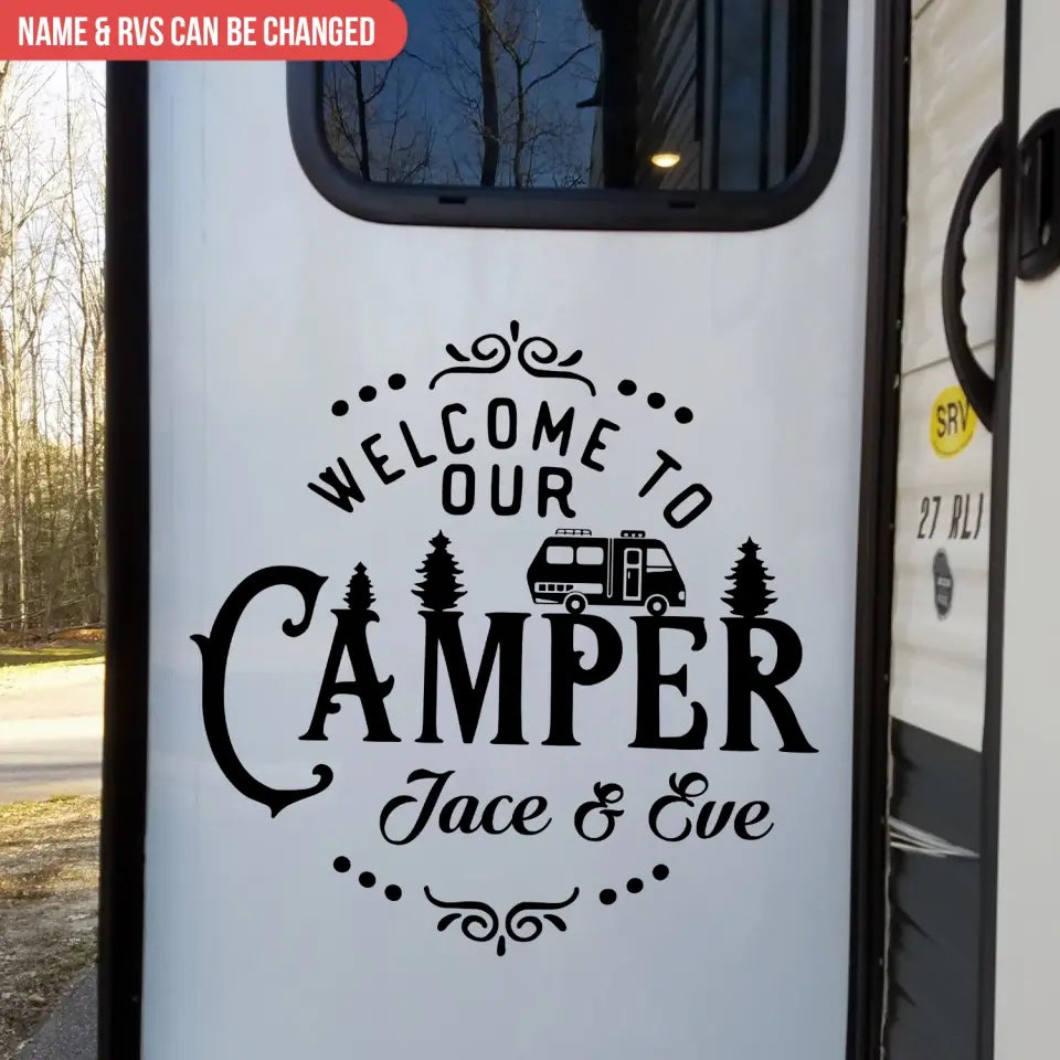 Welcome To Our Camper - Personalized Decal, Gift For Camping Lover