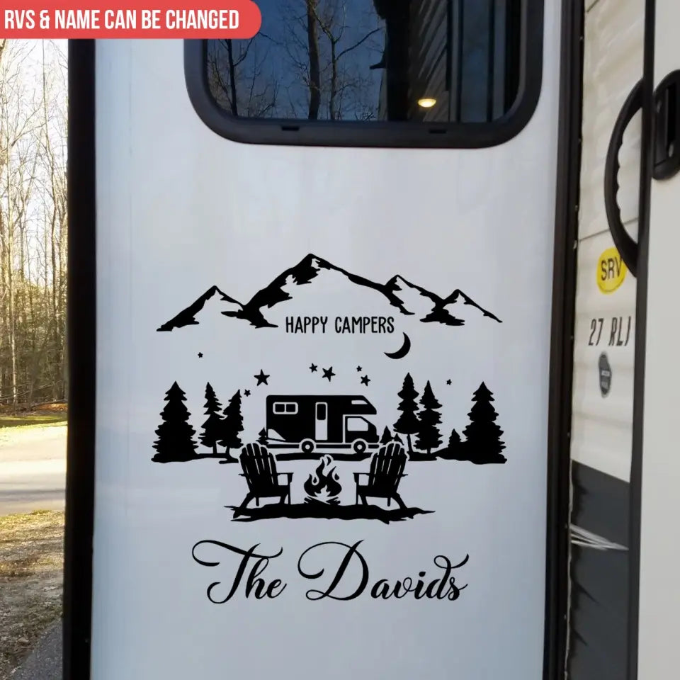 Happy Campers - Personalized Decal, Camping Decal For Camping Lovers