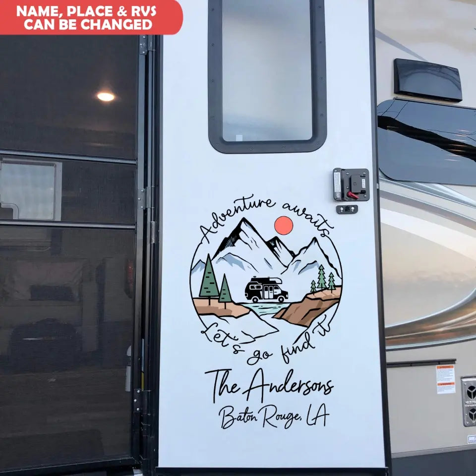Adventure Awaits - Personalized Decal, Gift For Camping Lovers - PCD50
