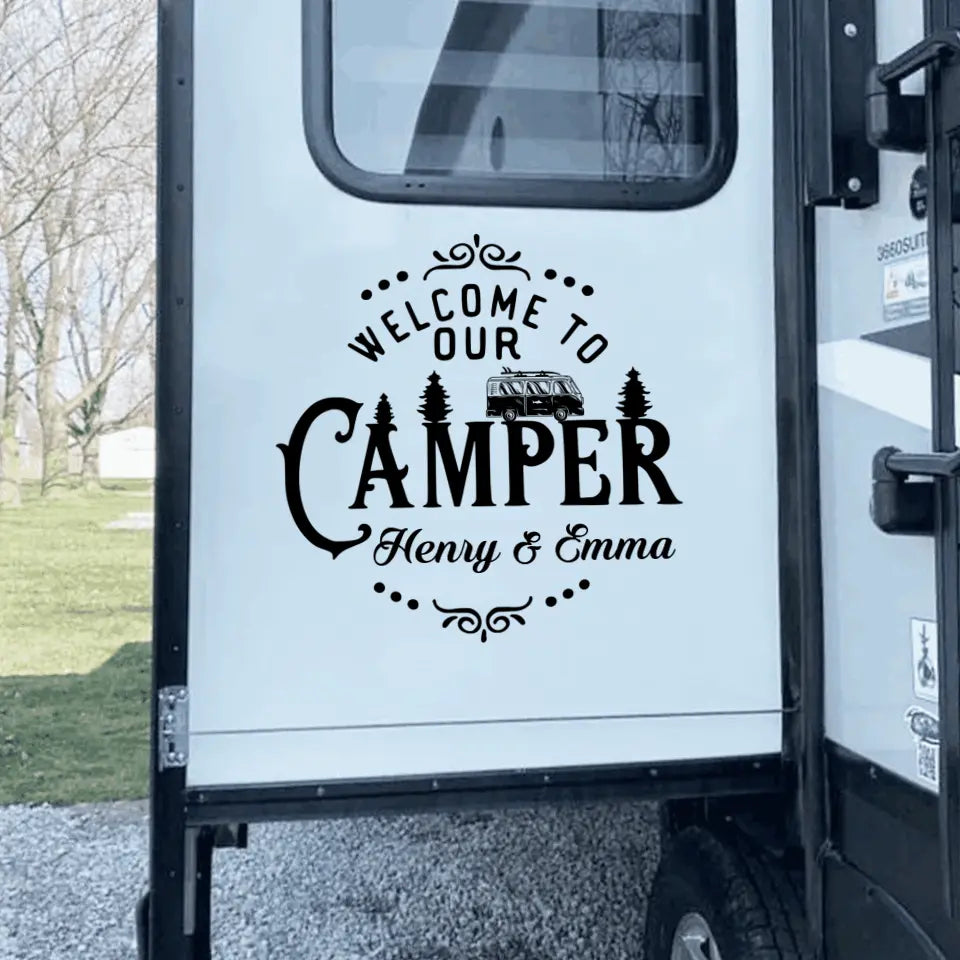 Welcome To Our Camper - Personalized Decal, Gift For Camping Lover