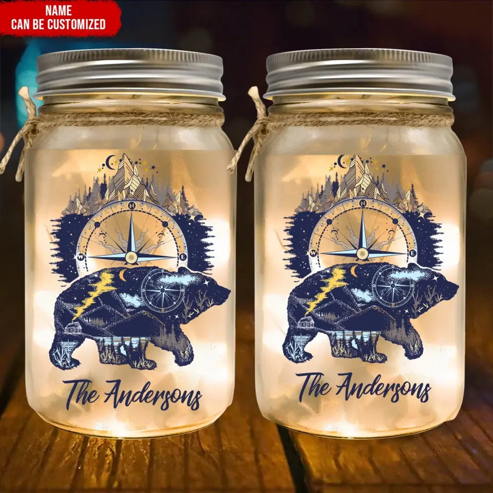 Bear And Mountains - Personalized Decal, Camping Gift For Camping Lovers - PCD100