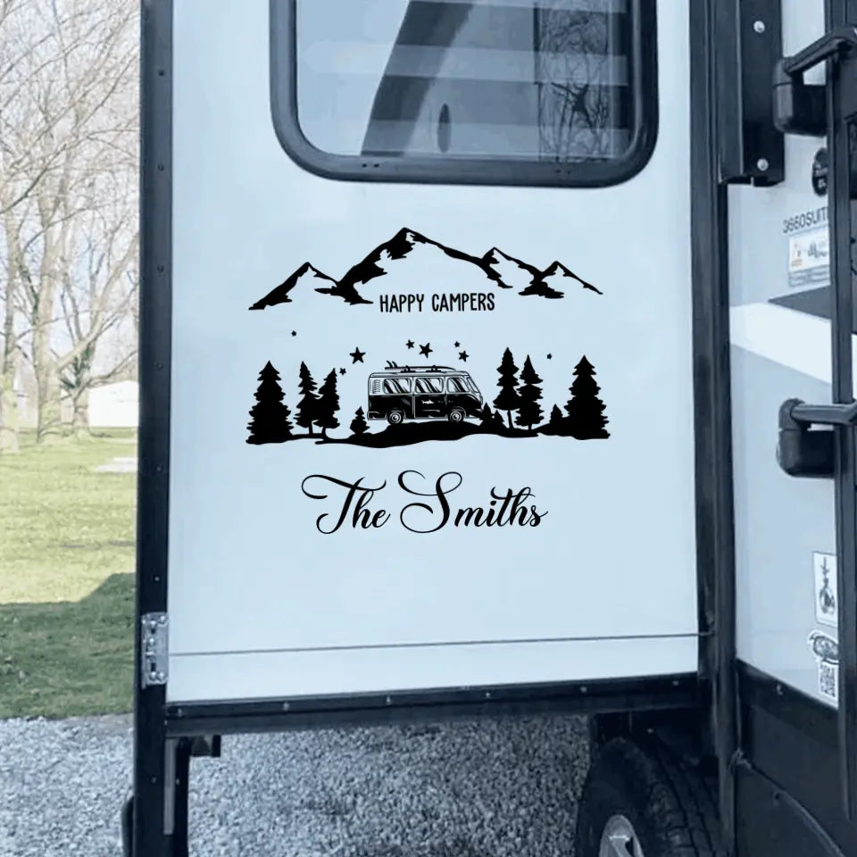 Happy Campers - Personalized Camping Decal, Gift For Camping Lovers - PCD16