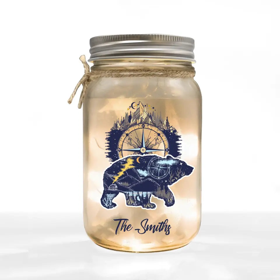 Bear And Mountains - Personalized Decal, Camping Gift For Camping Lovers - PCD100