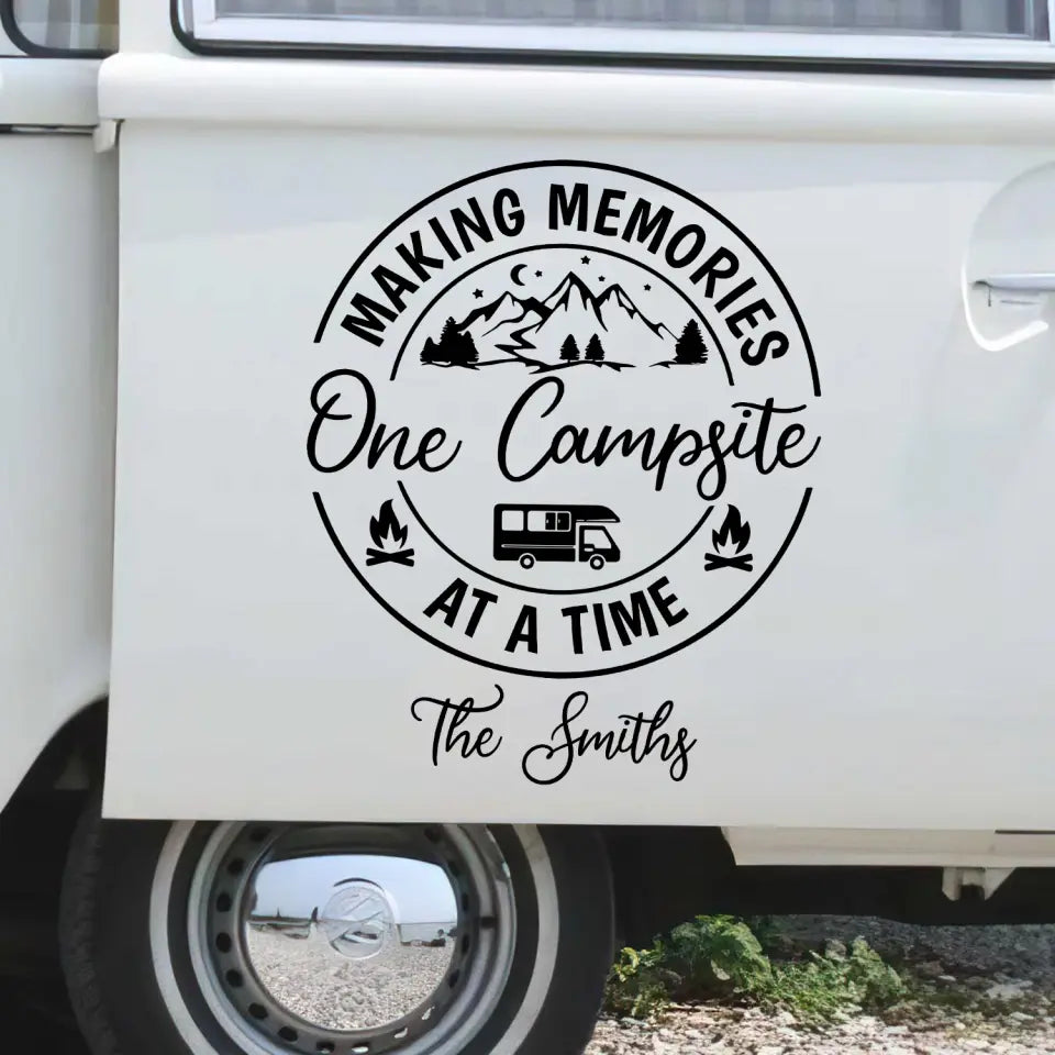 Making Memories One Campsite At A Time - Personalized Decal, Camping Gift, RVs Decor - PCD124
