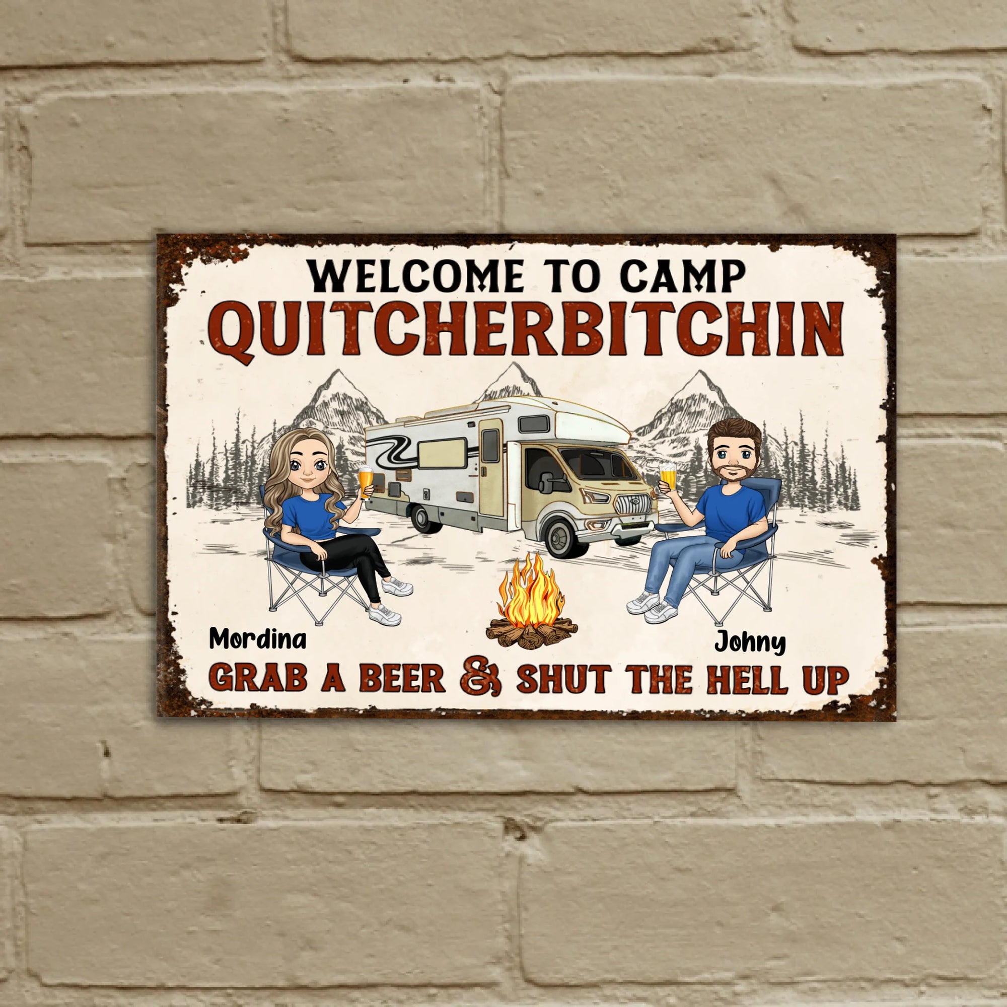 Welcome To Camp Quitcherbitchin - Personalized Metal Sign, Gift For Camping Lover