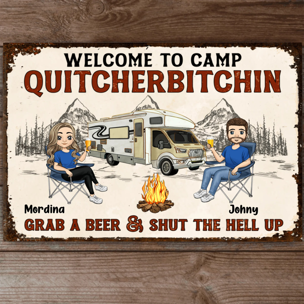 Welcome To Camp Quitcherbitchin - Personalized Metal Sign, Gift For Camping Lover