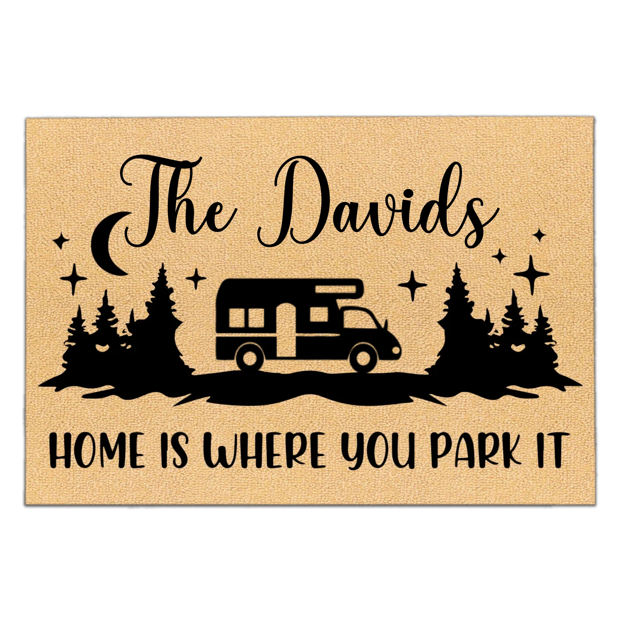 Night Camping, Home Is Where You Park It - Personalized Door Mat, Gift For Camping Lover