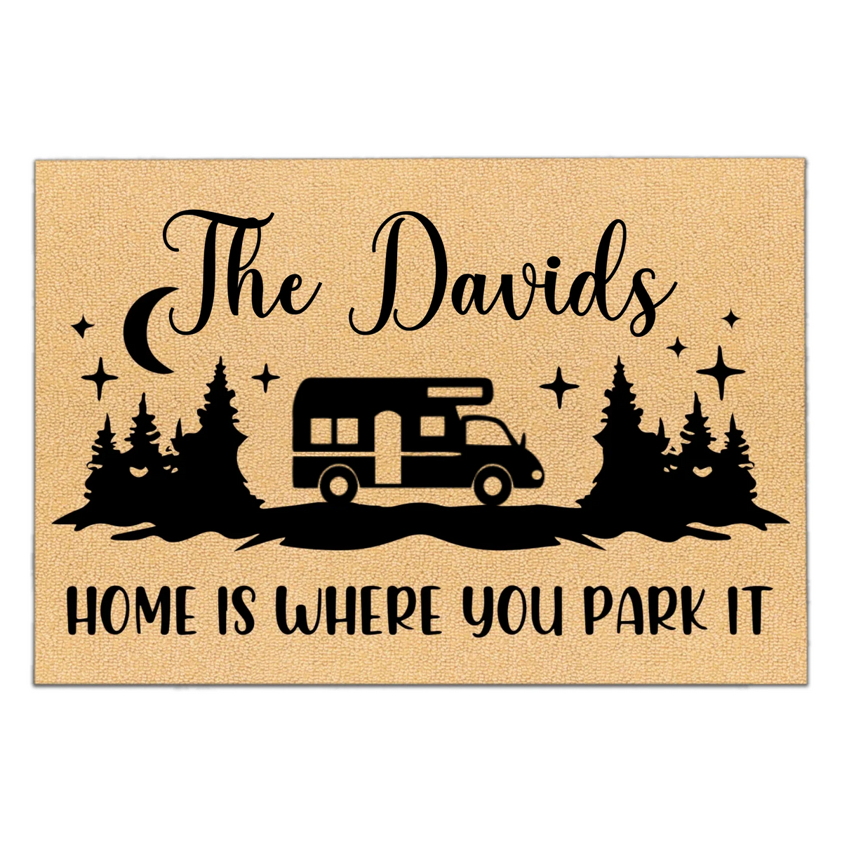 Night Camping, Home Is Where You Park It - Personalized Door Mat, Gift For Camping Lover