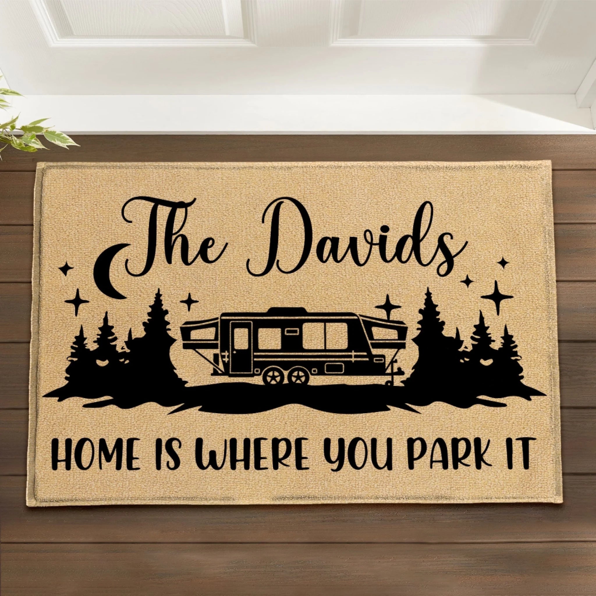 Night Camping, Home Is Where You Park It - Personalized Door Mat, Gift For Camping Lover