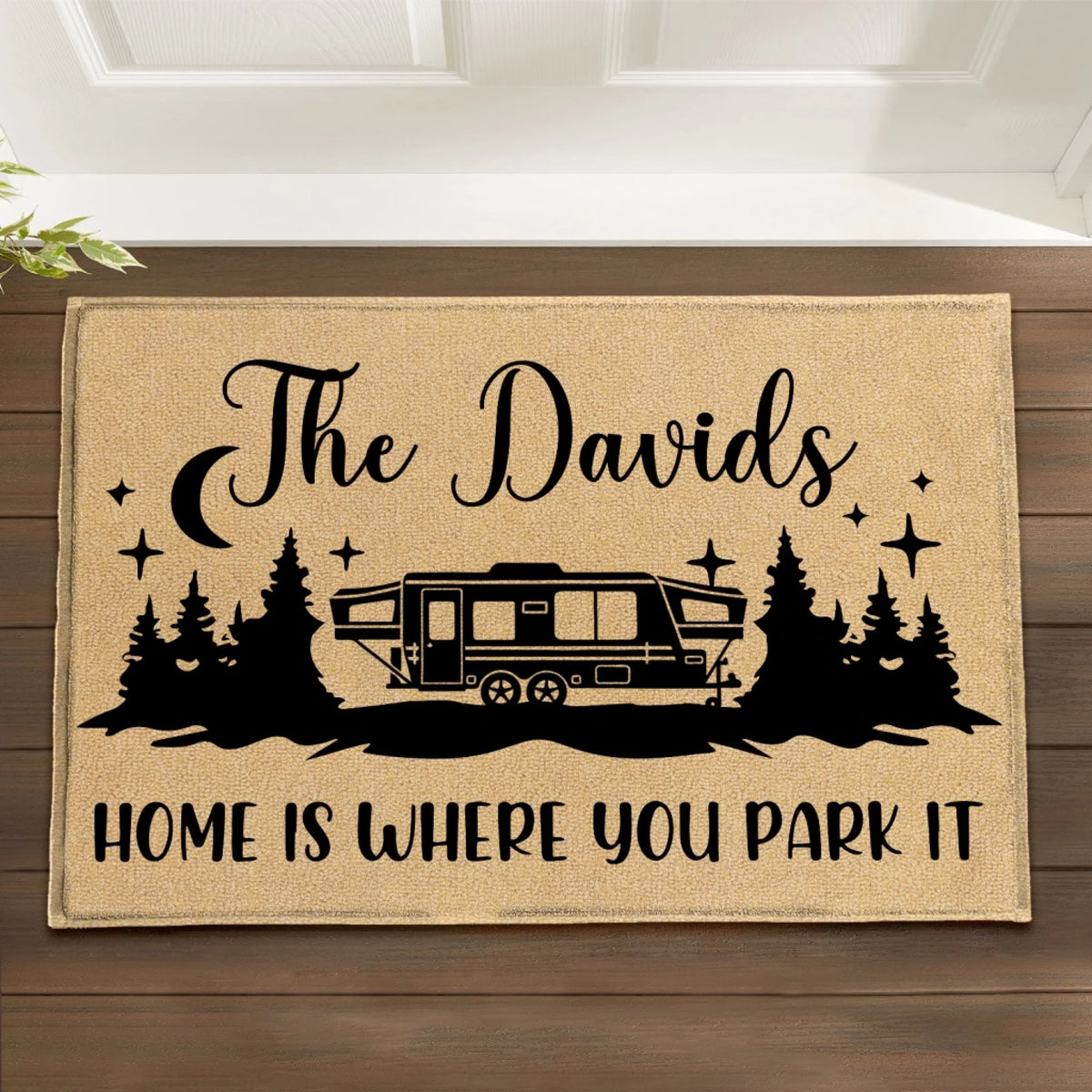 Night Camping, Home Is Where You Park It - Personalized Door Mat, Gift For Camping Lover