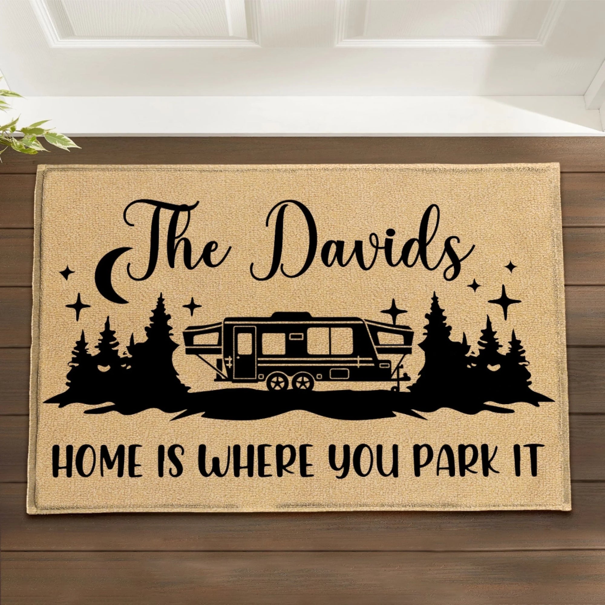 Night Camping, Home Is Where You Park It - Personalized Door Mat, Gift For Camping Lover