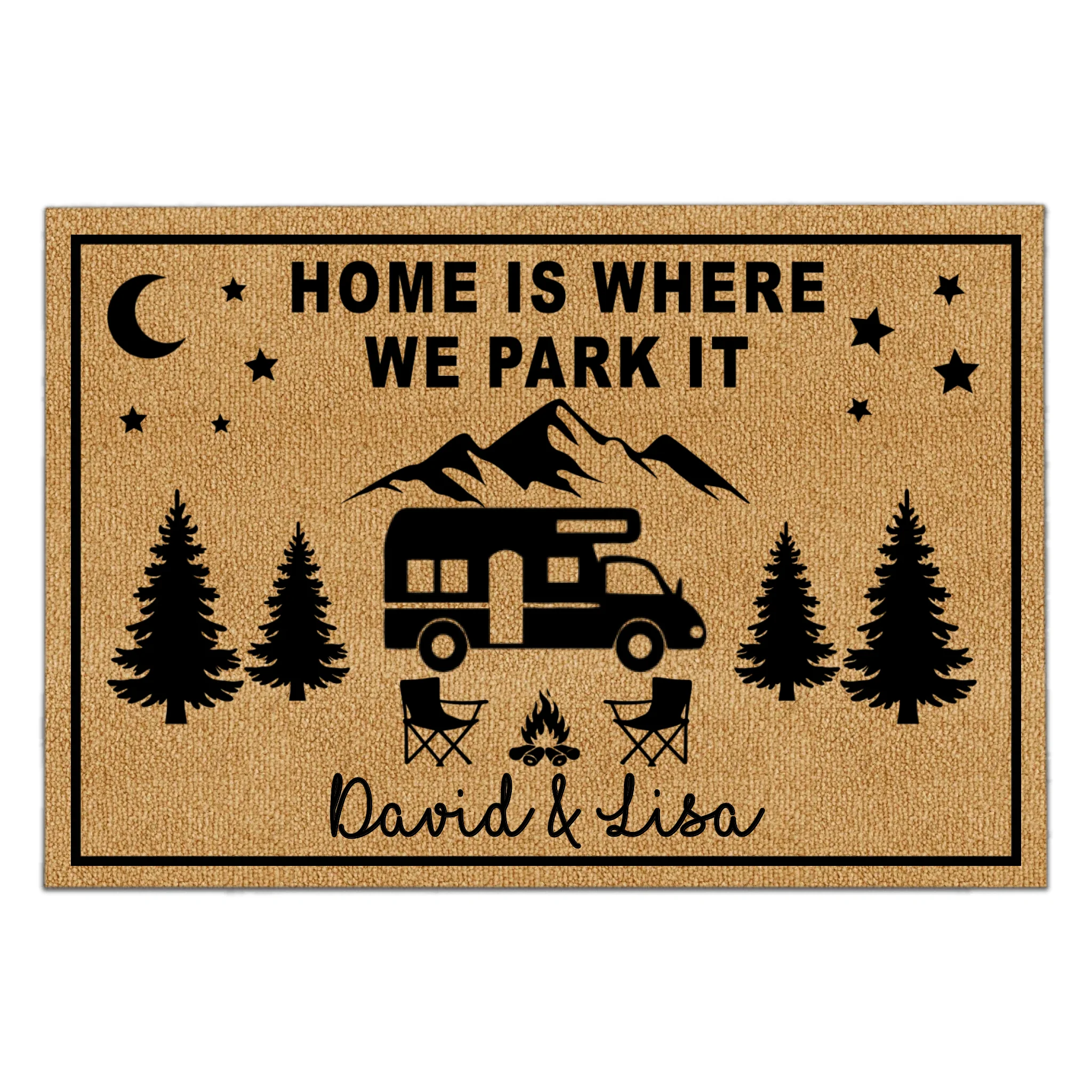 Home Is Where We Park It - Personalized Doormat, Camping Gift, Custom Gift for Camper