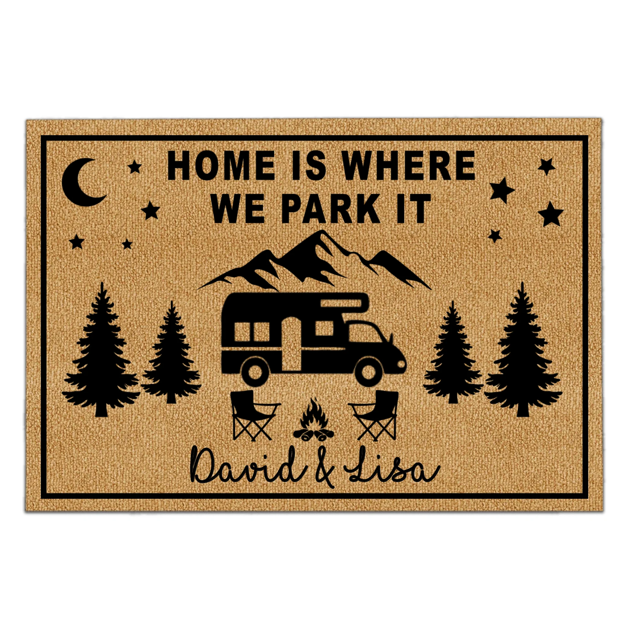 Home Is Where We Park It - Personalized Doormat, Camping Gift, Custom Gift for Camper
