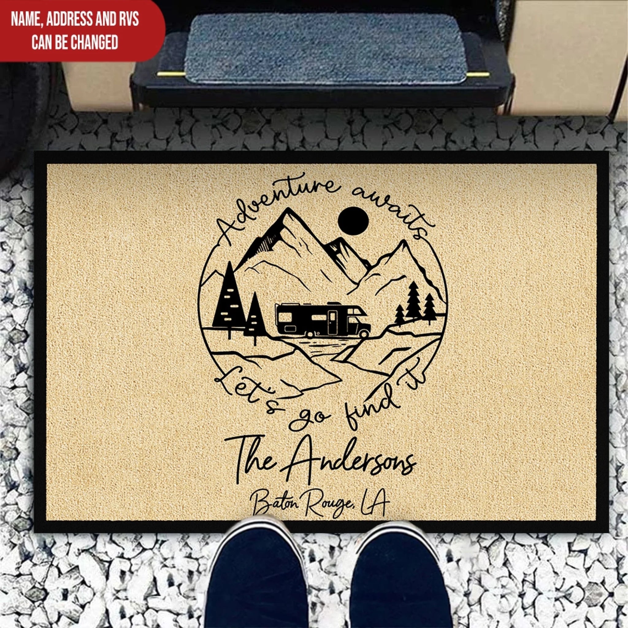 Adventure Awaits Camping - Personalized Doormat, Gift For Camping Lovers