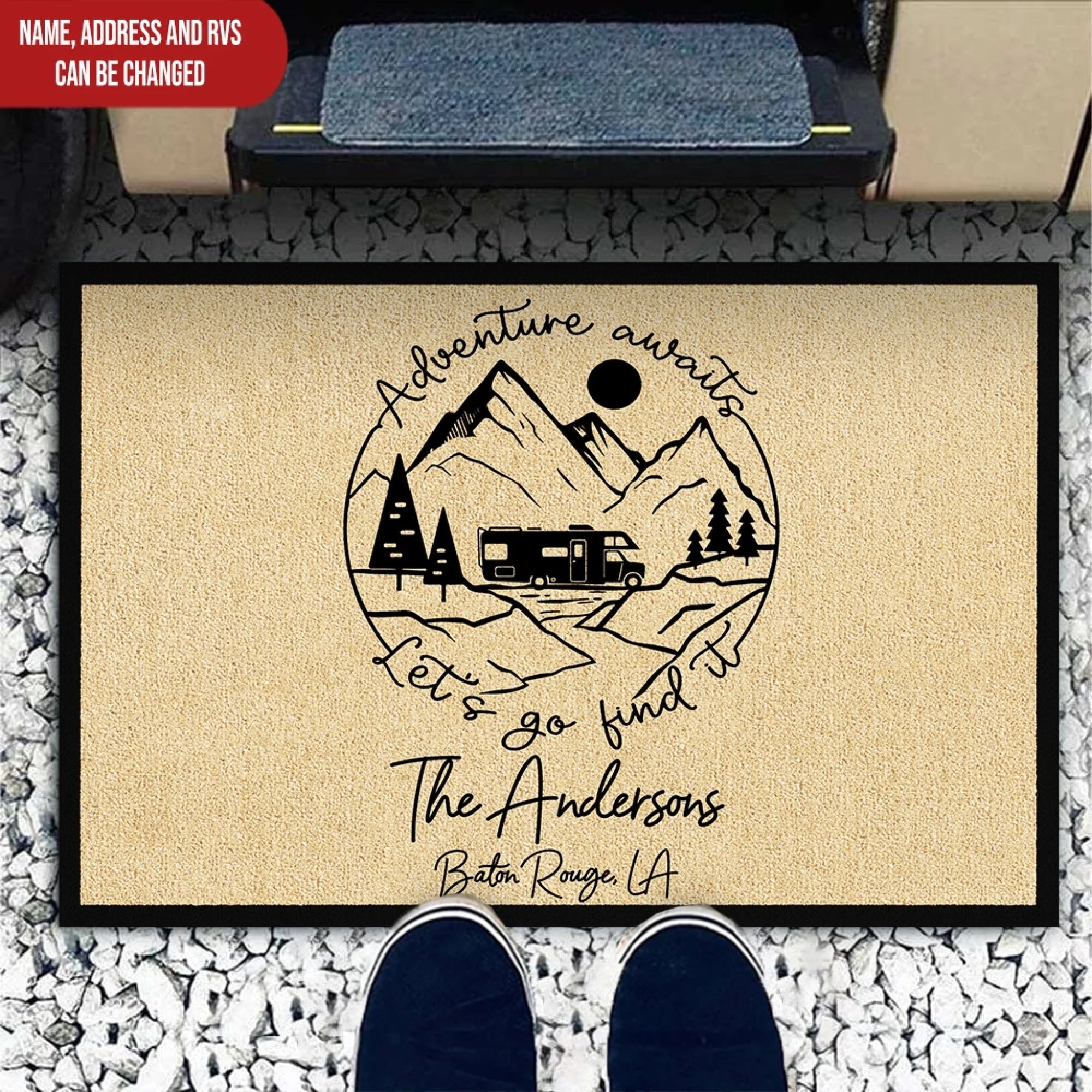 Adventure Awaits Camping - Personalized Doormat, Gift For Camping Lovers