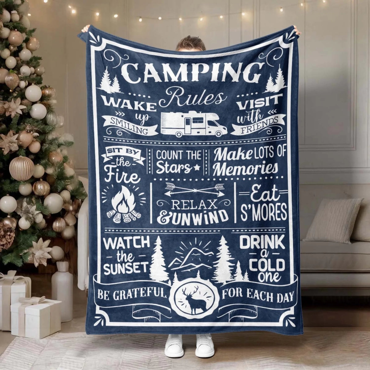 Camping Rules At Our Campsite - Personalized Blanket, Gift For Camping Lover