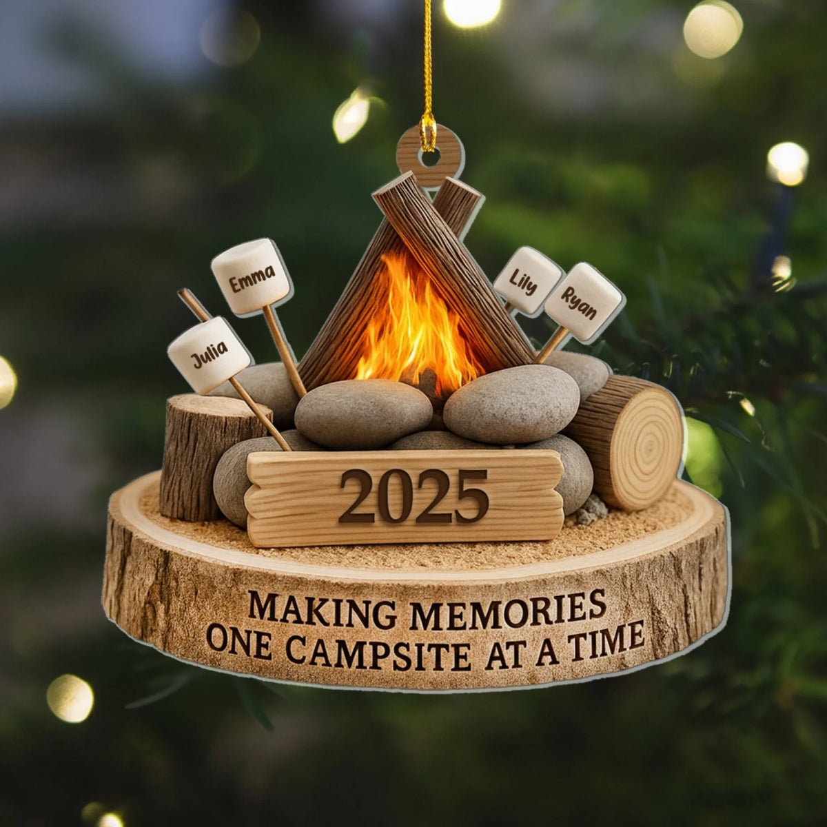 Warm Memories By The Fire - Personalized Acrylic Ornament, Camping Gift