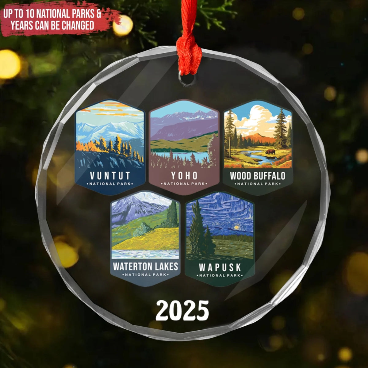 Canada National Parks Trip - Personalized Glass Ornament, Christmas Tree Gift, Mountains Keepsake