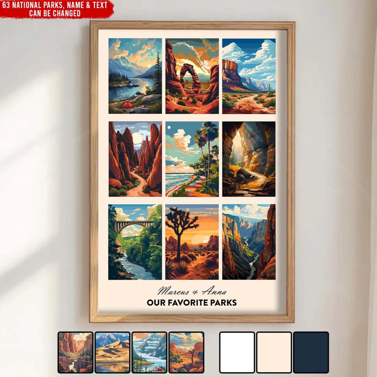 Favorite Places Travel - Personalized Poster, National Park Lover, Adventure Gift, 63 National Parks