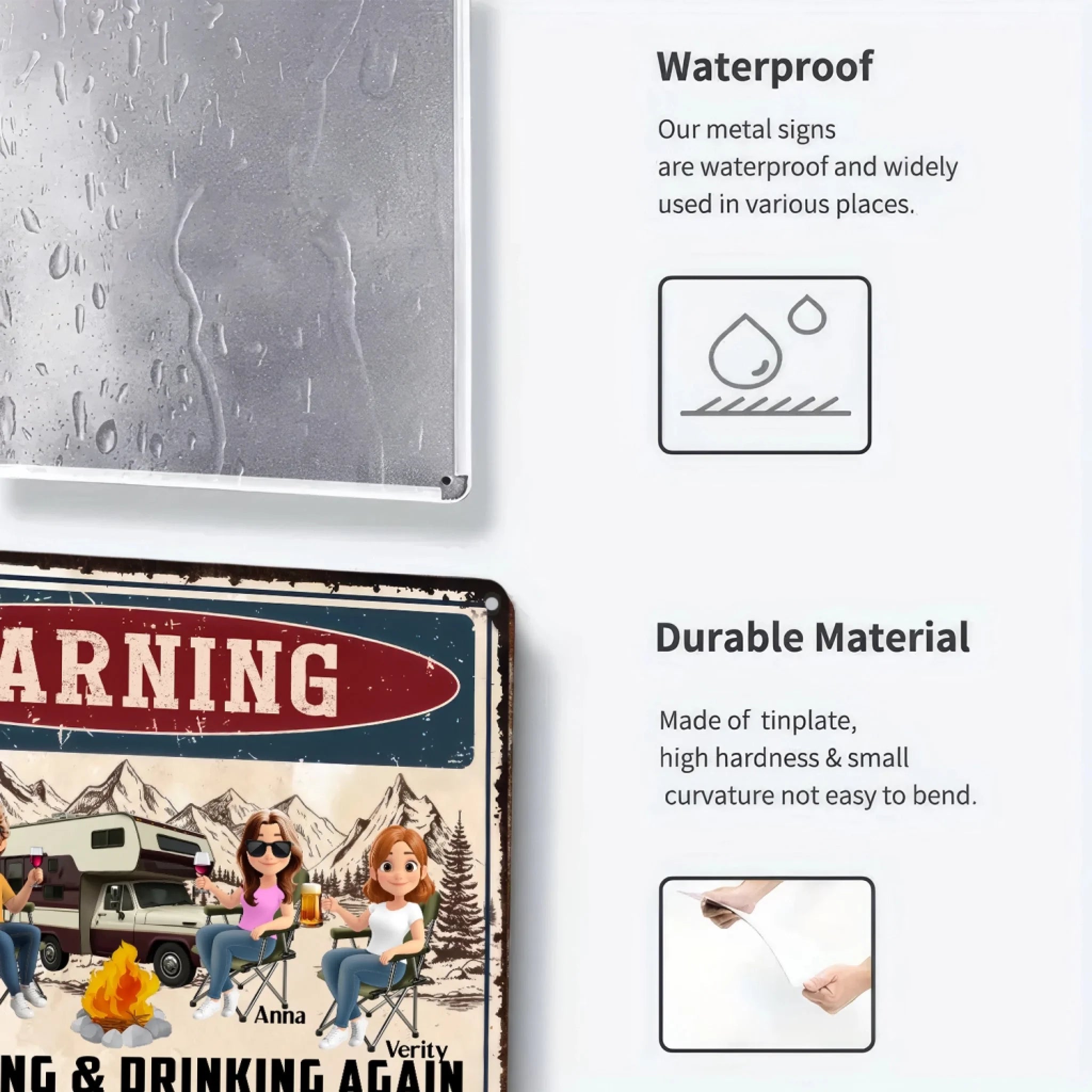 Camping, Drinking & Cuss Words May Occur - Personalized Metal Sign, Gi ...