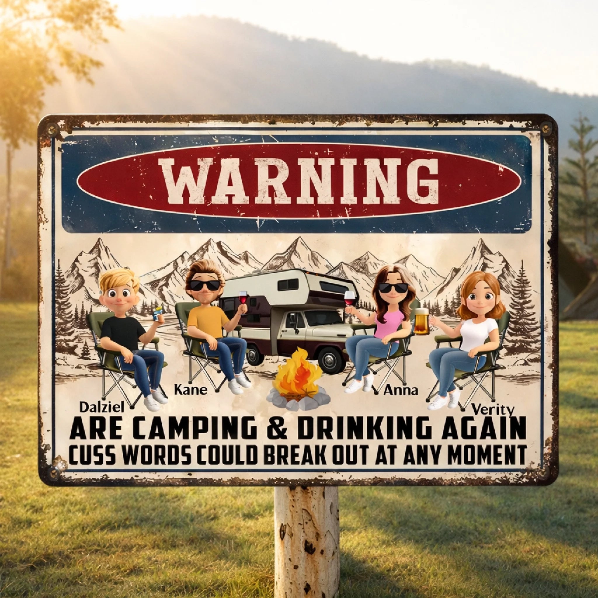 Camping, Drinking & Cuss Words May Occur - Personalized Metal Sign, Gi ...