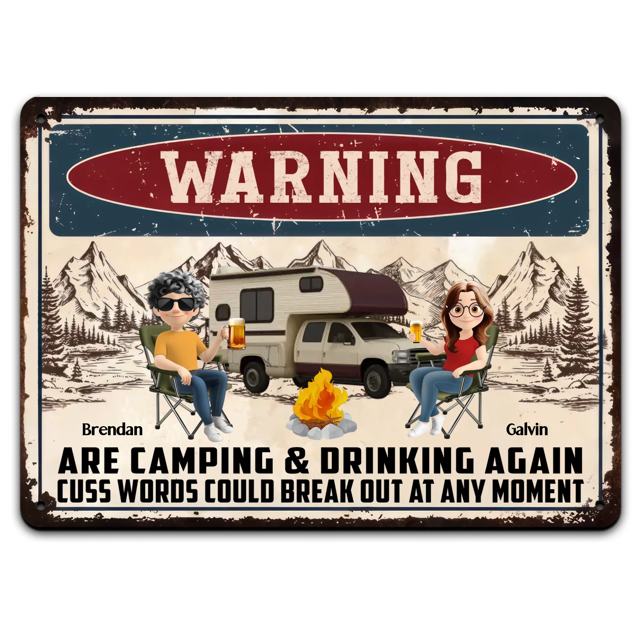 Camping, Drinking & Cuss Words May Occur - Personalized Metal Sign, Gi ...